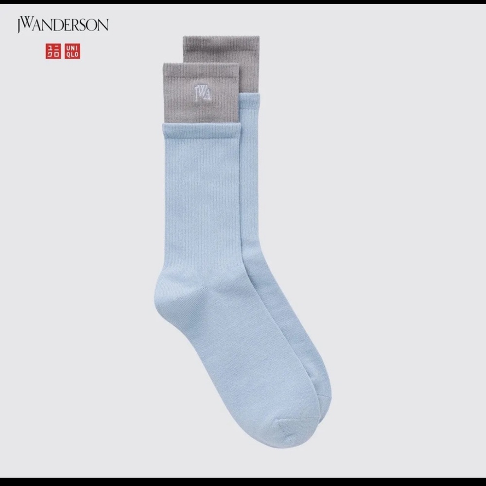 UNIQLO x JW ANDERSON Layered Socks Light Blue Gray Unisex 27-29cm Shoe Size 8-11